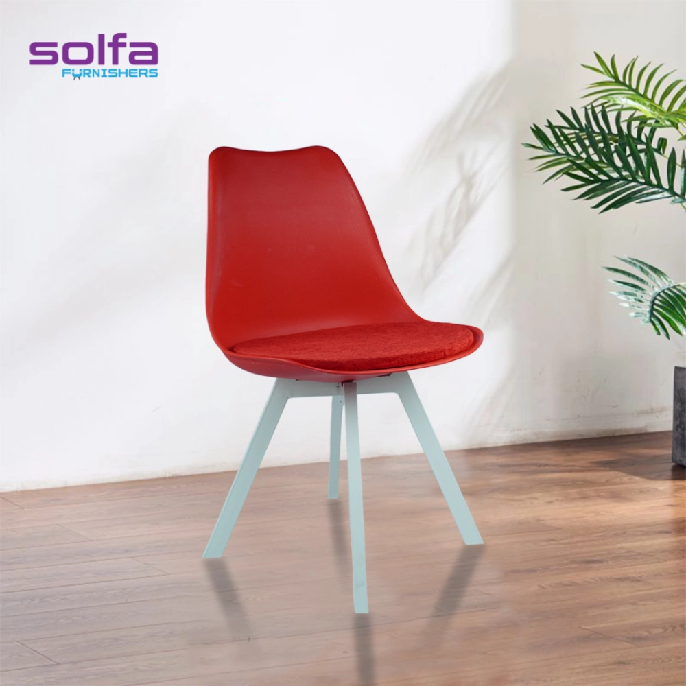 Heavy Duty Tulip Chair White Stand - Red